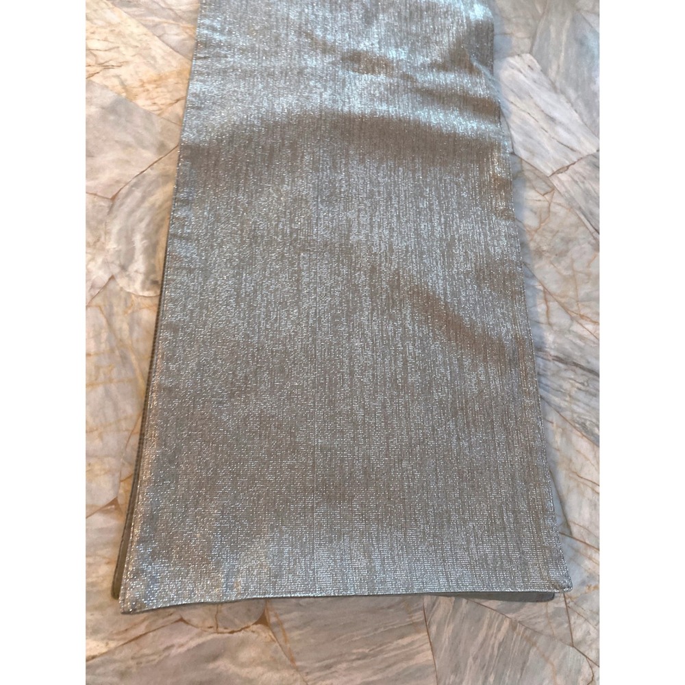 Metallic Silver Textured Table Runner 66 Inch Long Glam Decor